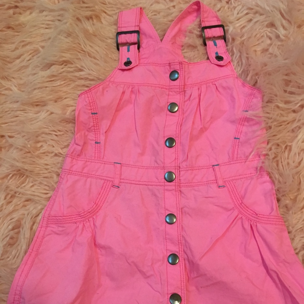 Toddler Girls Pink Overall Jumper Dress